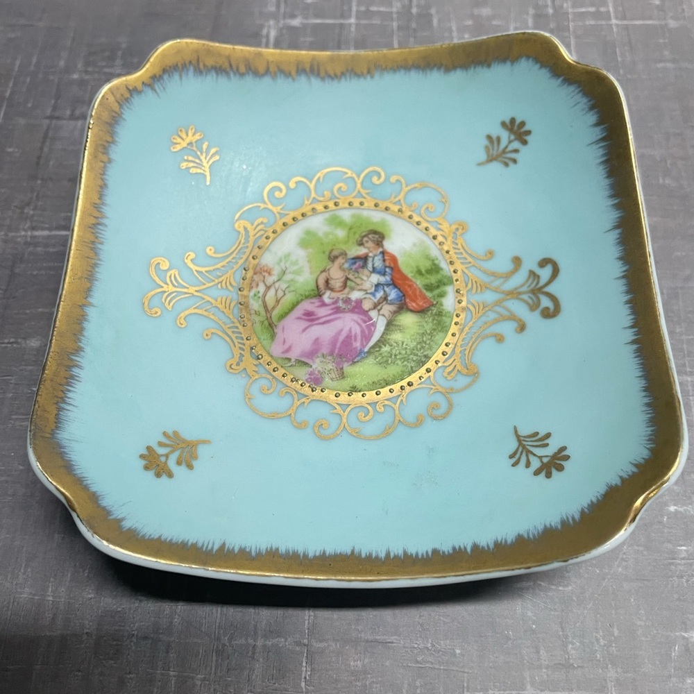 Vintage Lefton China Hand Painted Trinket Dish 5"x5"
